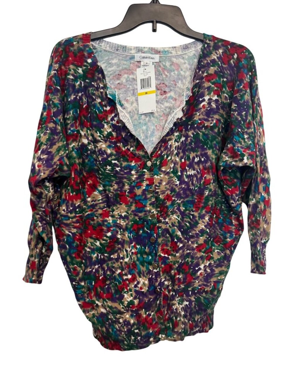 Calvin Klein Multicolor Button-Down Cardigan Sweater Womens M 100% Cotton